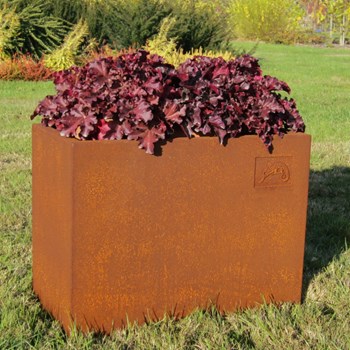 Pot de fleur corten rectangulaire haut (3)