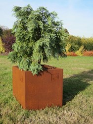 Pot de fleur corten cubique