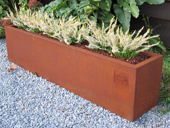Pot de fleur corten rectangualire long